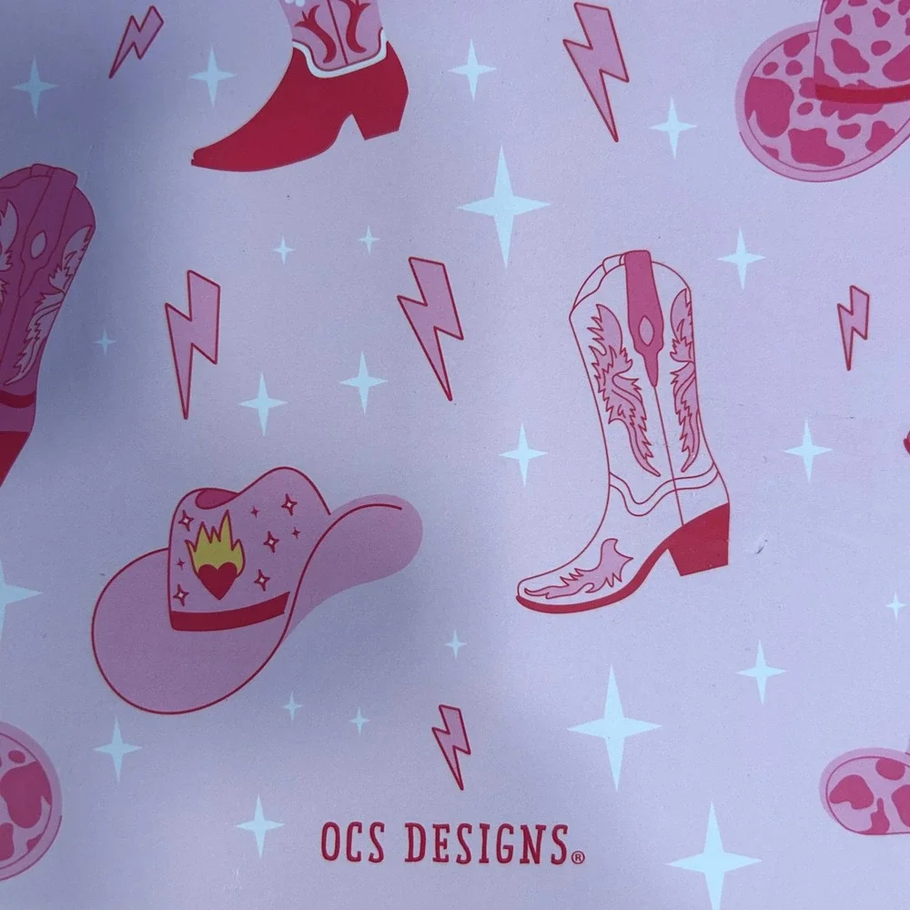 OCS Designs‎ Pink Cowboy Boots Hats Lightning Spiral Notebook Journal Pens New